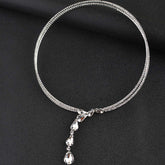 Sparkling Rhinestone Teardrop Choker Necklace